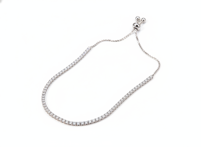 Classic CZ Tennis 925 Sterling Silver Adjustable Bracelet for Women & Girls
