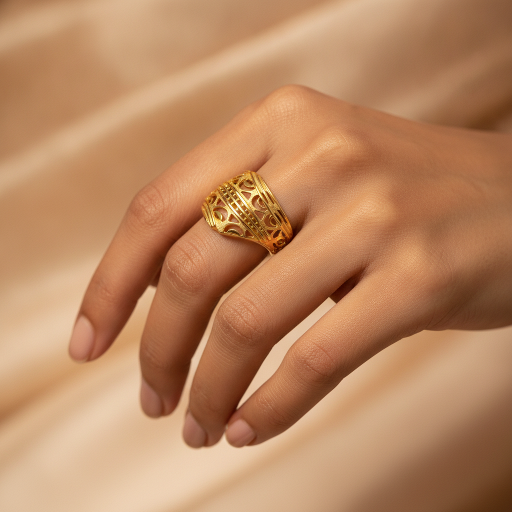 Traditional Filigree Gold Ring for Women