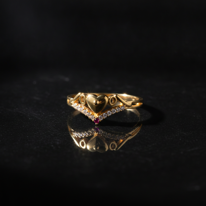 NUGOLD Stylish Heart Charm Gold Finish Ring for Women