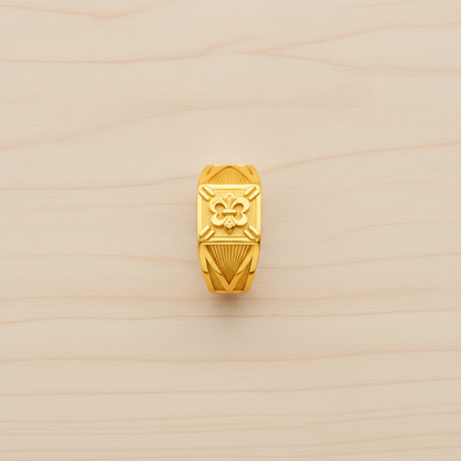 Royal Floral Crest Heritage Statement Ring for Men