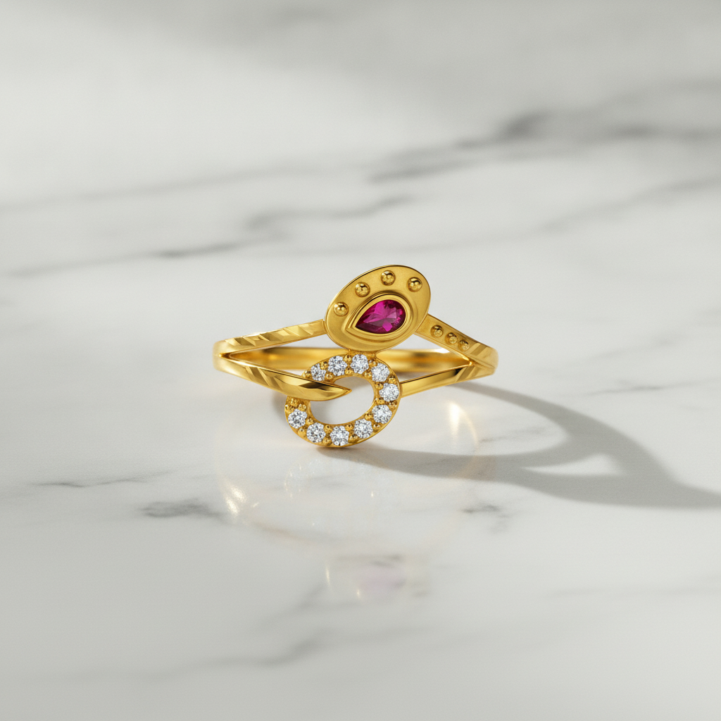 Royal Ruby Crystal Floral Wrap Statement Ring