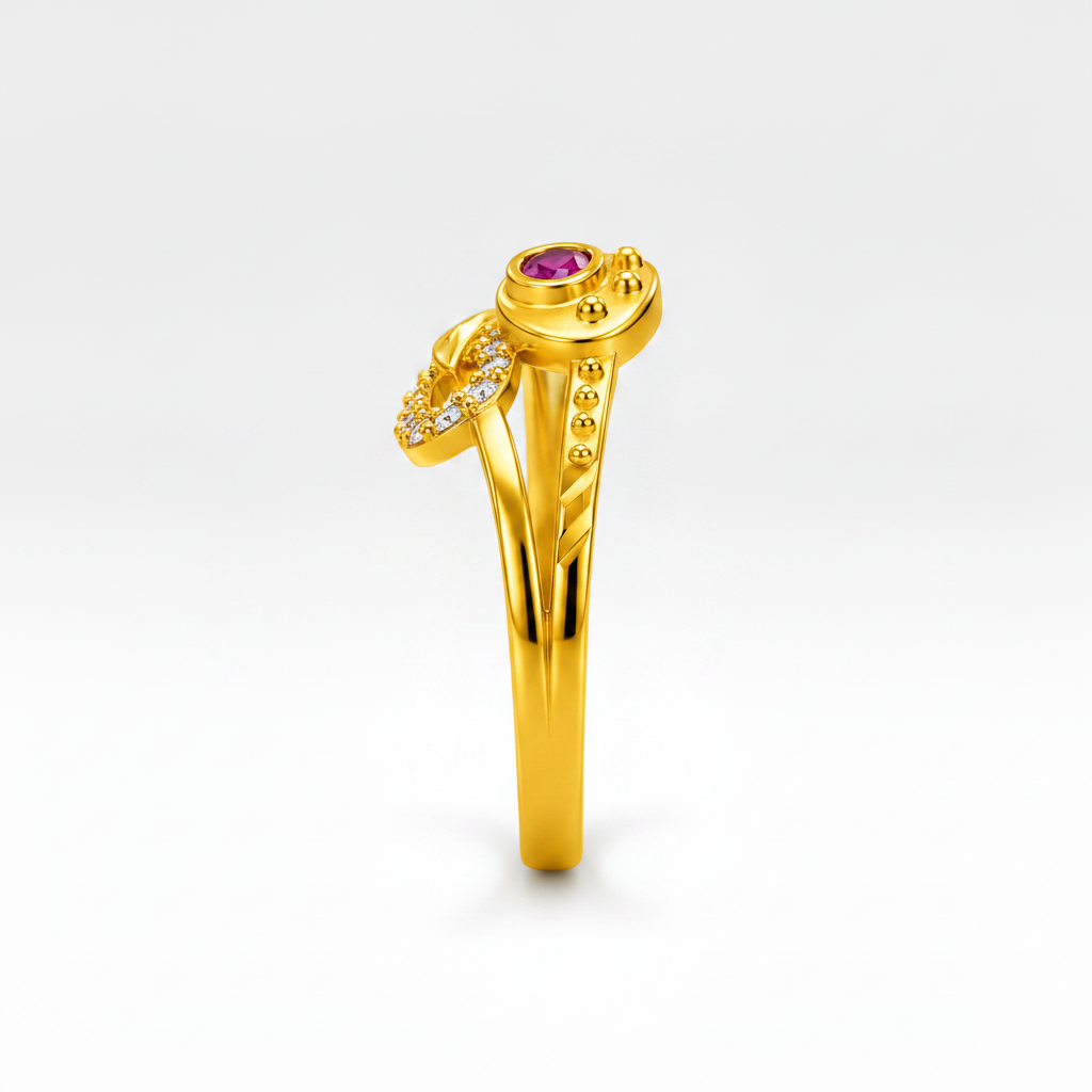 Royal Ruby Crystal Floral Wrap Statement Ring