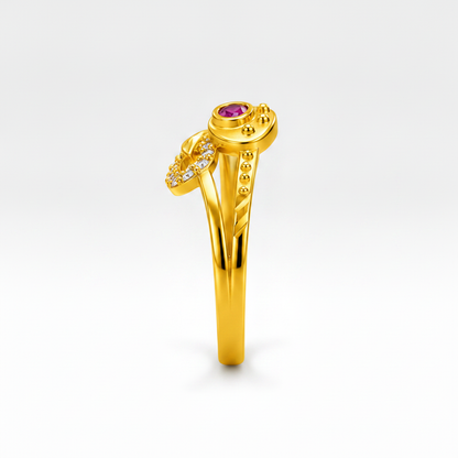 Royal Ruby Crystal Floral Wrap Statement Ring