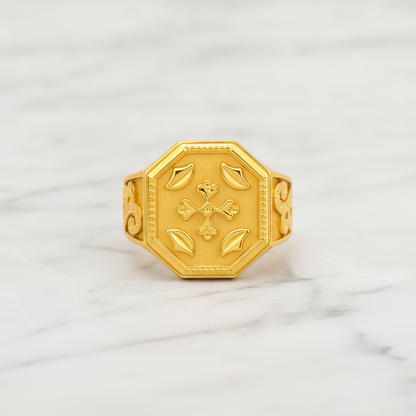Imperial Fleur Crest Heritage Signet Ring for Men