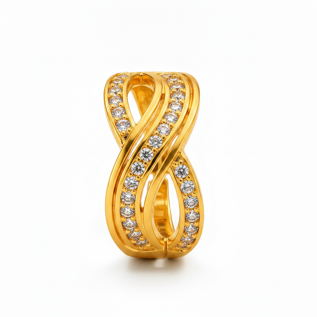 Regal Infinity Wave Sparkle Statement Ring for Women