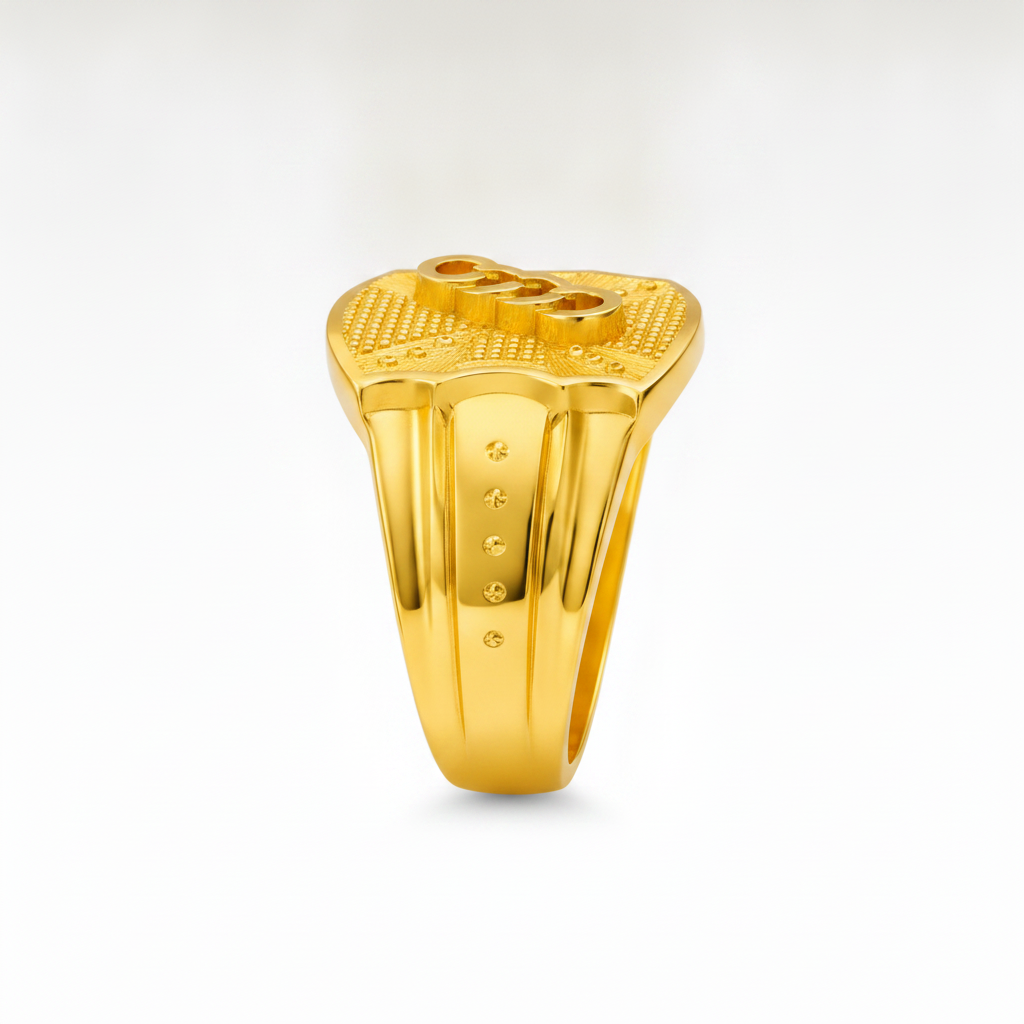 Regal Interlock Crest Statement Ring for Men