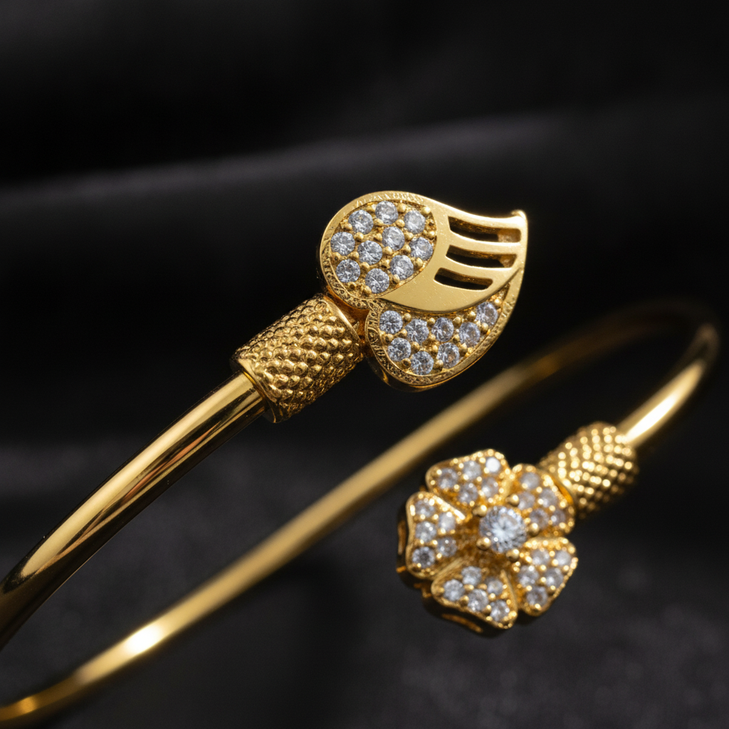 Luxury Bloom CZ Open Cuff Bracelet for Women & Girls