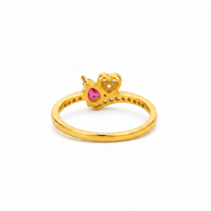 NUGOLD Romantic Heart & Pear Cut Ruby Stone Ring for Women