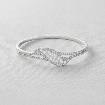 Royal Swirl CZ Stainless Silver Designer Bracelet For Women & Girls