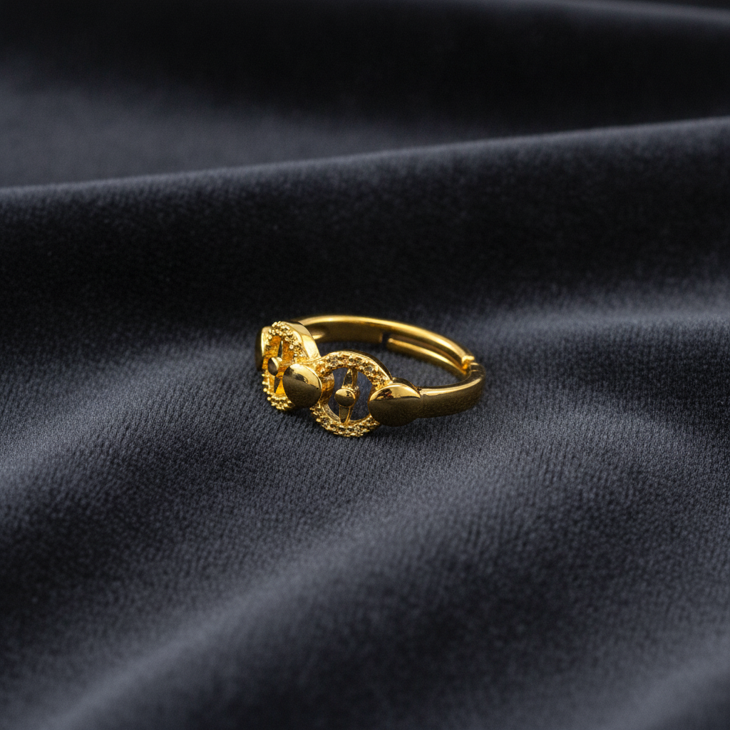 NUGOLD Elegant Twin Circle Heritage Adjustable Ring for Women