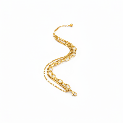 Luxury Triple Layer Mixed Link Chain Bracelet for Women & Girls