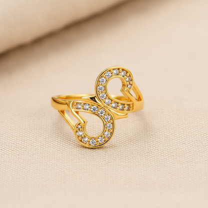 Regal Twin Teardrop Infinity Sparkle Statement Ring for Women