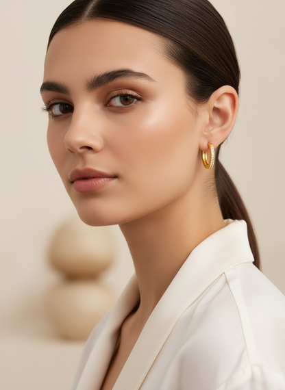 NuGold Diamond Hoop Earrings for Women & Girls