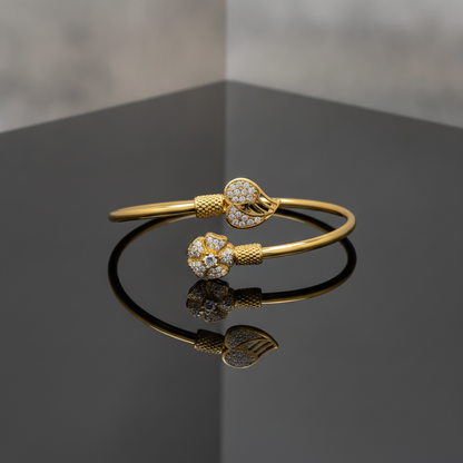 Luxury Bloom CZ Open Cuff Bracelet for Women & Girls