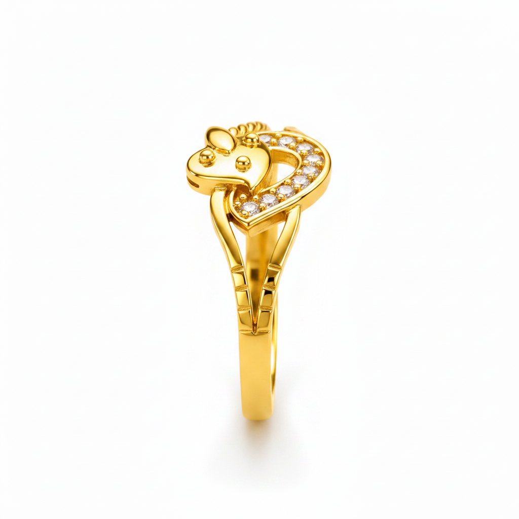 Royal Lovebird Heart Embrace Statement Ring for Women