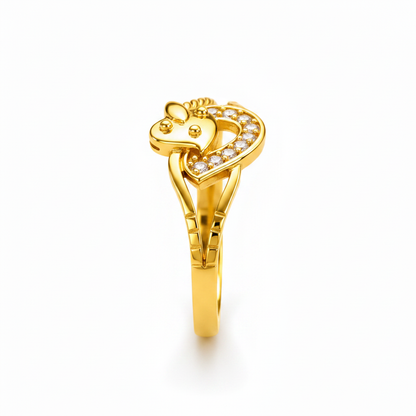 Royal Lovebird Heart Embrace Statement Ring for Women