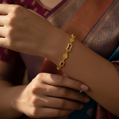Imperial Ruby Baguette Link Bracelet for Women & Girls