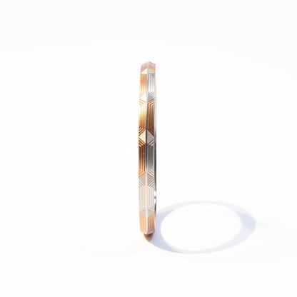 Premium 925 Sterling Silver Rose Gold Hexagon Pattern Kada