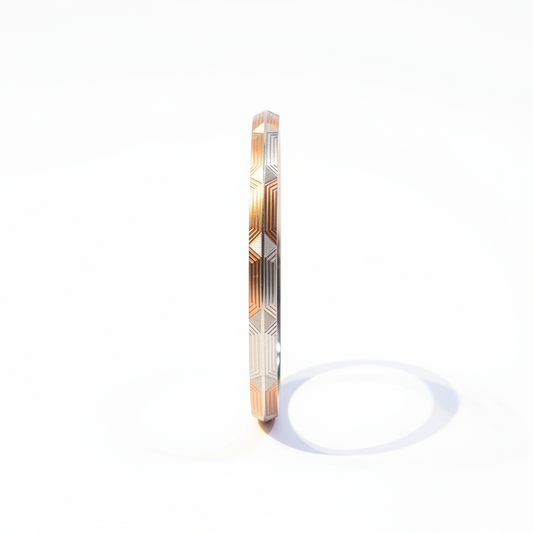 Premium 925 Sterling Silver Rose Gold Hexagon Pattern Kada