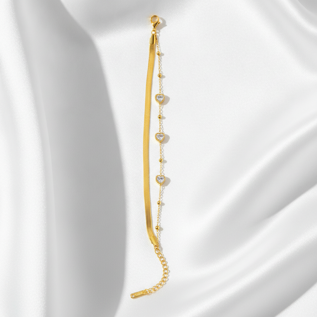 Elegant Dainty Triple Heart Bracelet for Women & Girls