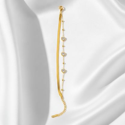 Elegant Dainty Triple Heart Bracelet for Women & Girls