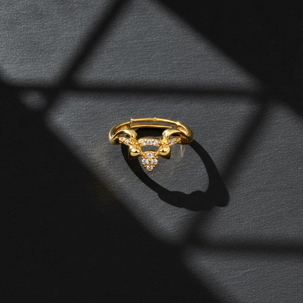 NUGOLD Deer Antler CZ Adjustable Ring for Women