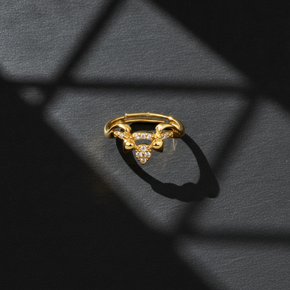 NUGOLD Deer Antler CZ Adjustable Ring for Women