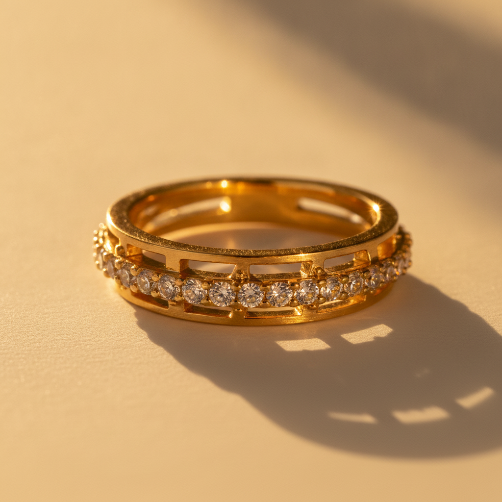 NUGOLD CZ Band Ring for Women With CZ Stone