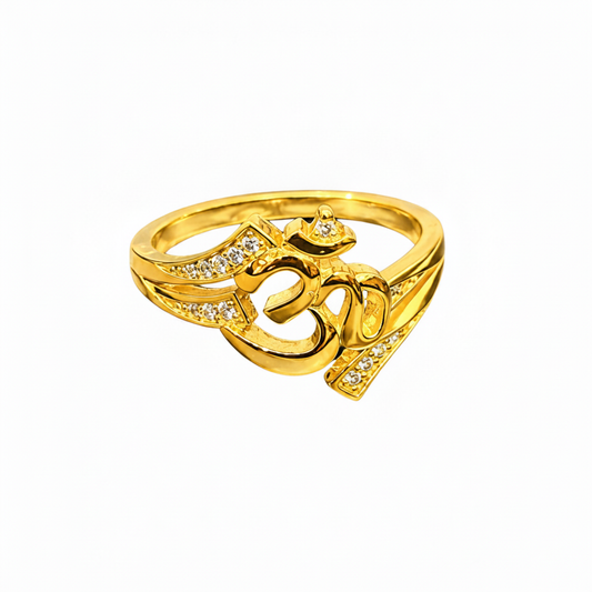 Spiritual Om CZ Open Ring for Women & Girls