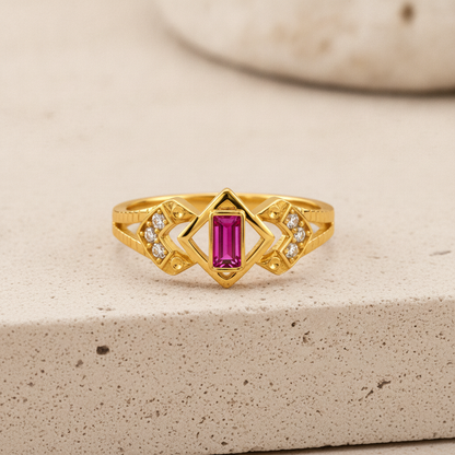 Regal Ruby Prism Embrace Statement Ring for Women