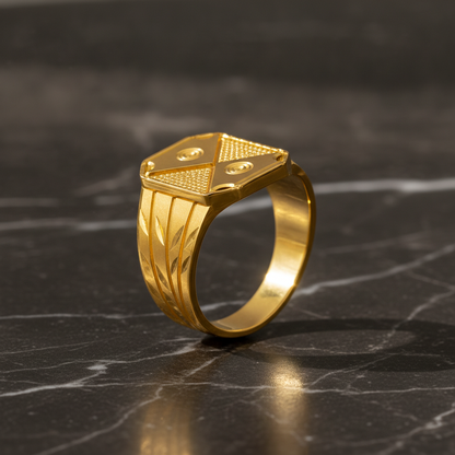 Royal Quad Crest Geometric Signet Ring for Men