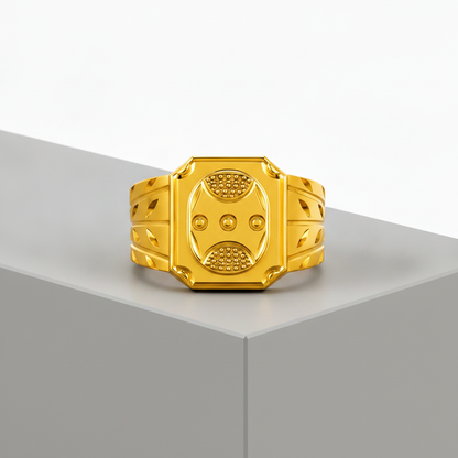 Regal Shield Pattern Statement Ring for Men