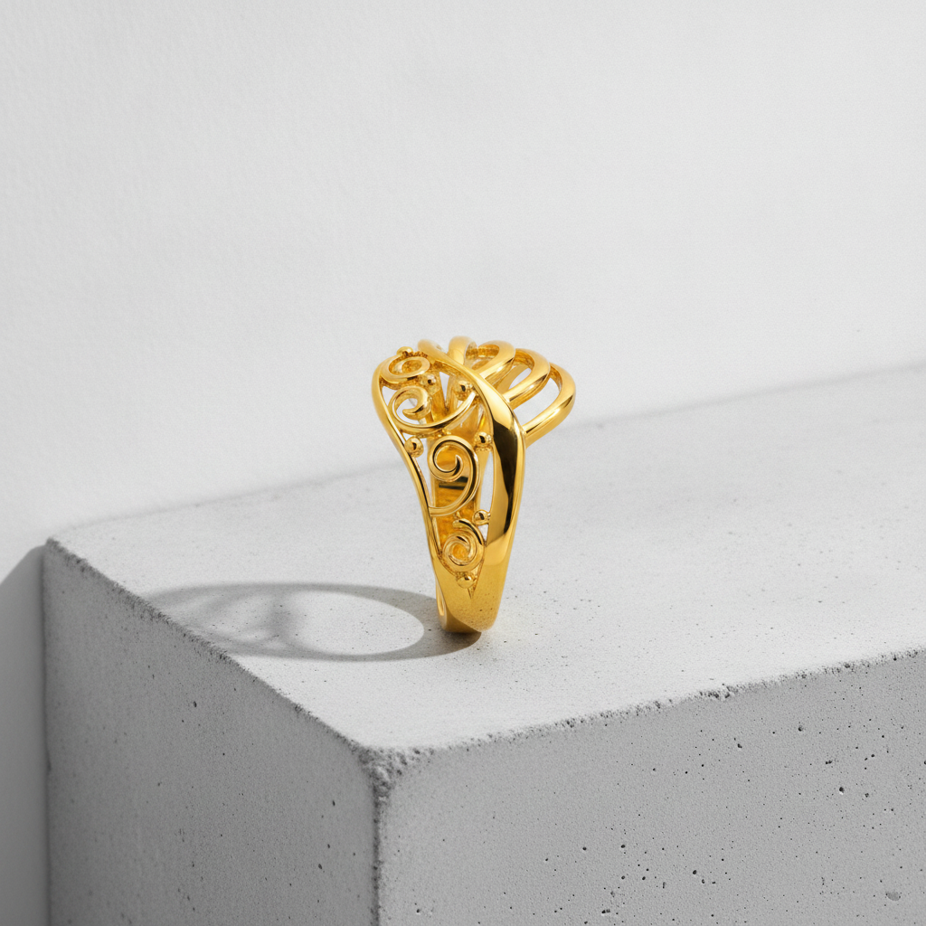 Elegant Swirl Filigree Multilayer Statement Ring for Women
