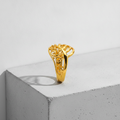 Elegant Swirl Filigree Multilayer Statement Ring for Women