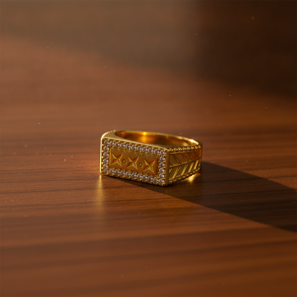 Imperial Geometric Crest Pavé Statement Ring