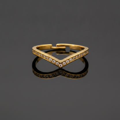 Regal Chevron Sparkle Embrace Ring for Women