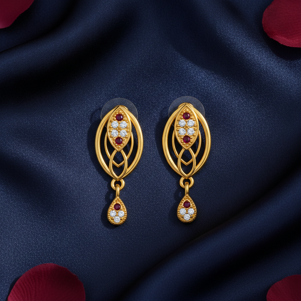 Radiant Interwoven Geometric Eye-Shape Stud Earrings