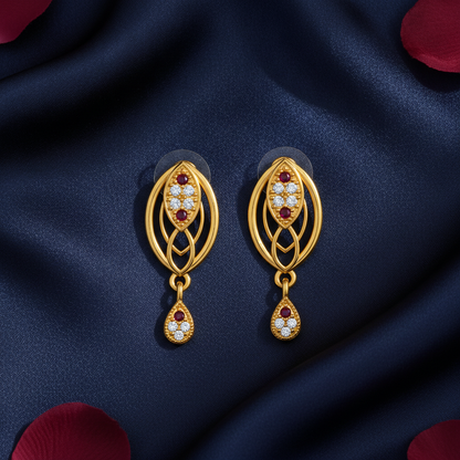 Radiant Interwoven Geometric Eye-Shape Stud Earrings