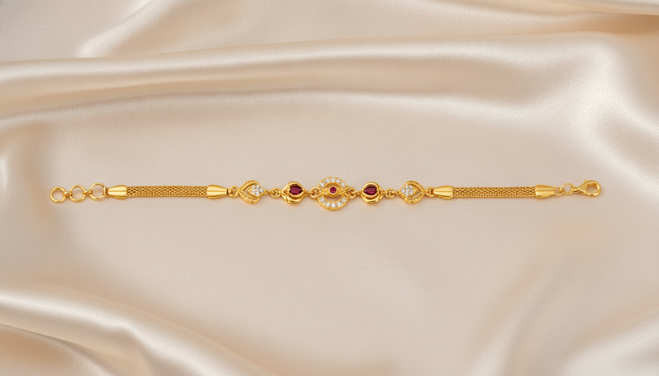Regal Ruby Sparkle Link Bracelet for Women