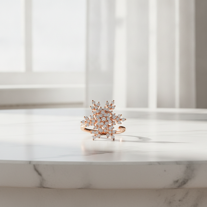 Luxury 360° Rotating Snowflake Spinner Ring with Sparkling CZ Stones