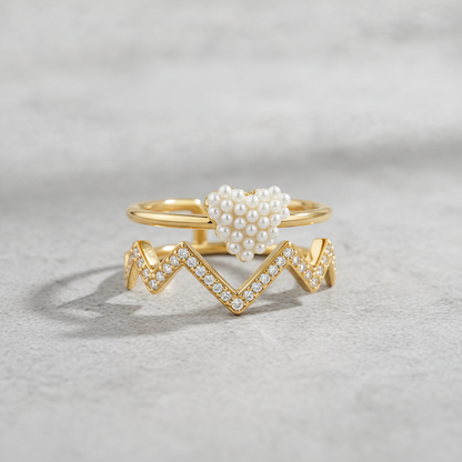 Pearl Crown Chevron Designer Ring