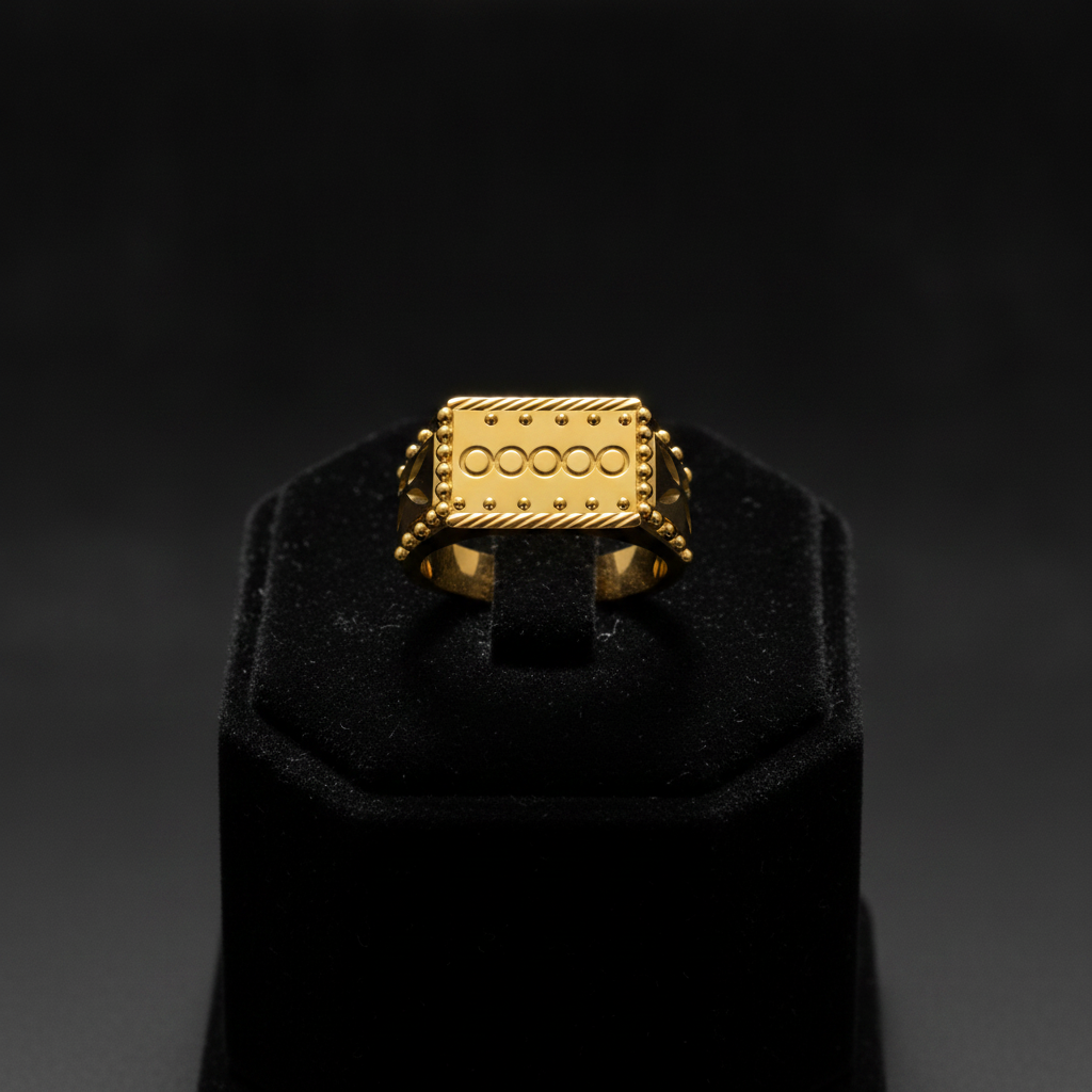 NUGOLD Royal Heritage Geometric Statement Ring for Men