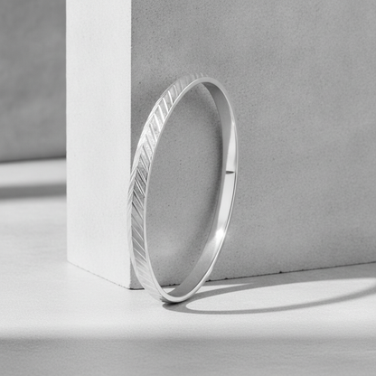 Premium Sterling Silver Chevron Pattern Kada for Men