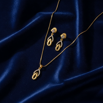 NUGOLD Finish Teardrop Pendant Necklace & Earrings Set for Women