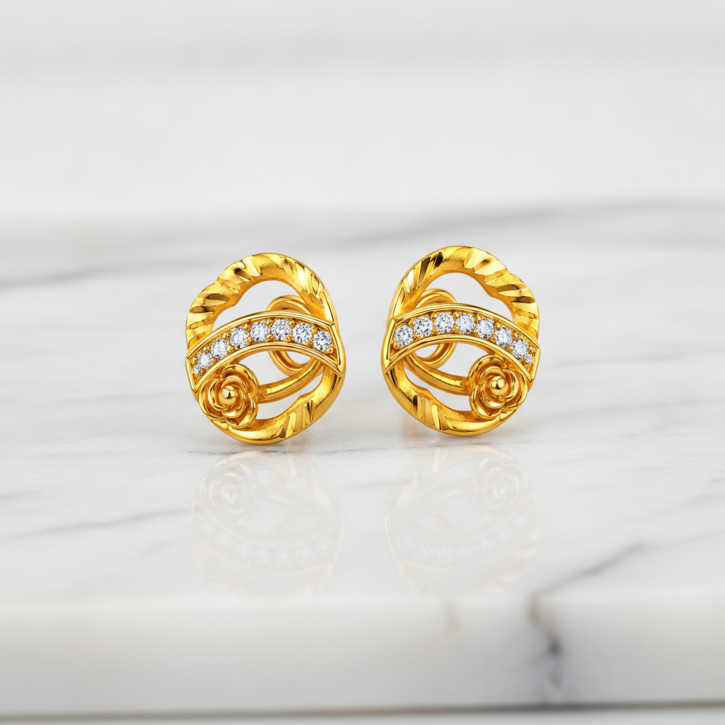 Sculpted Ribbon & Rosetta Infinite Loop Statement Earrings