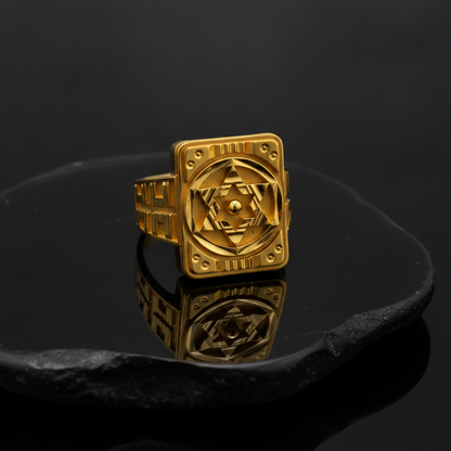 Royal Geometric Star Medallion Statement Ring