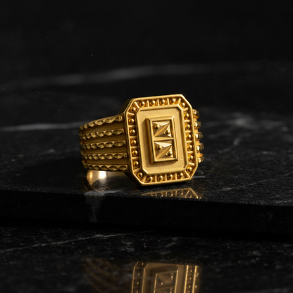 Royal Textured Crest Wide Band Ring for Men