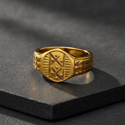 Royal Geo Crest Statement Ring for Men