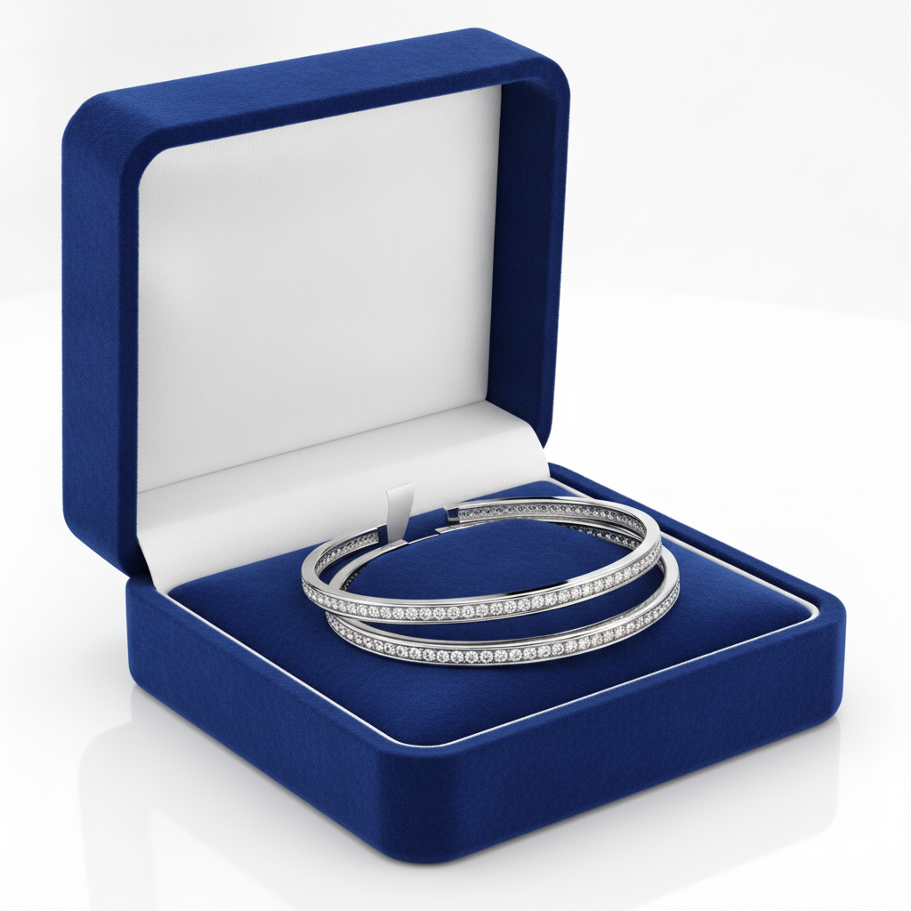 925 Silver Diamond-Look CZ Bangles for Women
