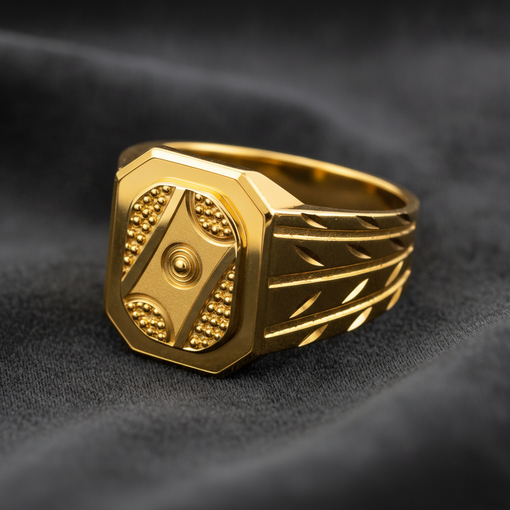 Imperial Hexagon Engraved Statement Ring